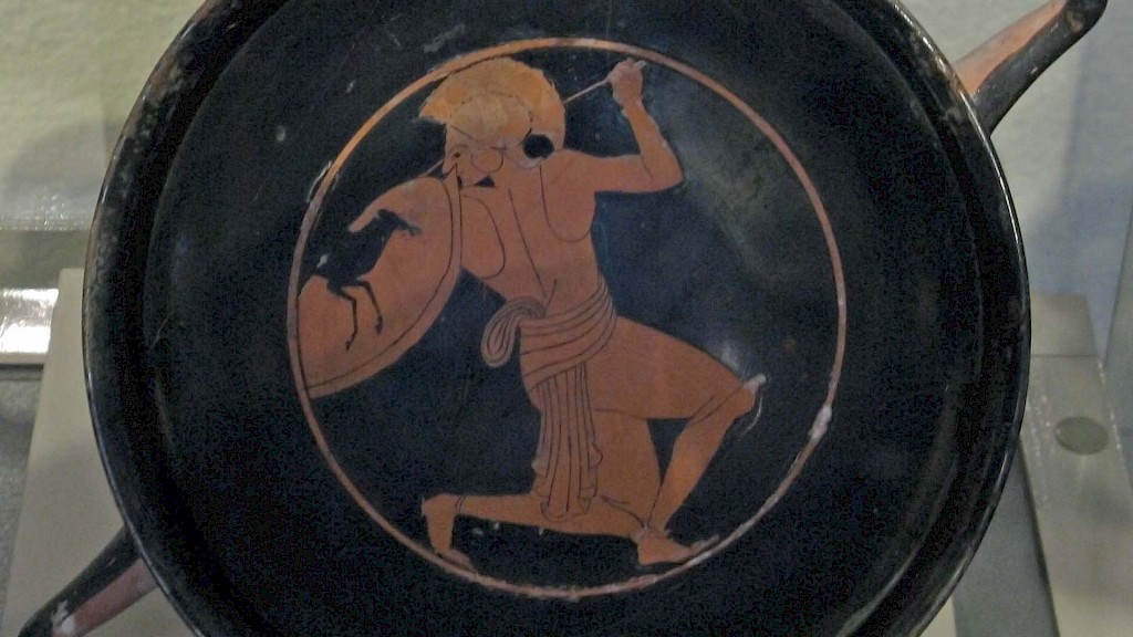 A warrior on a red-figure cup