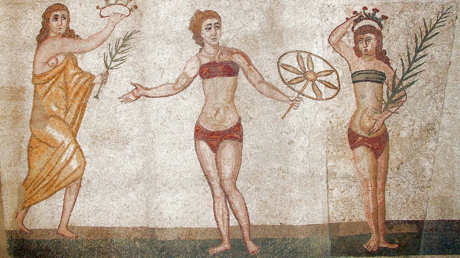 Roman Girls In “bikinis” A Mosaic From The Villa Romana Del Casale Ancient World Magazine